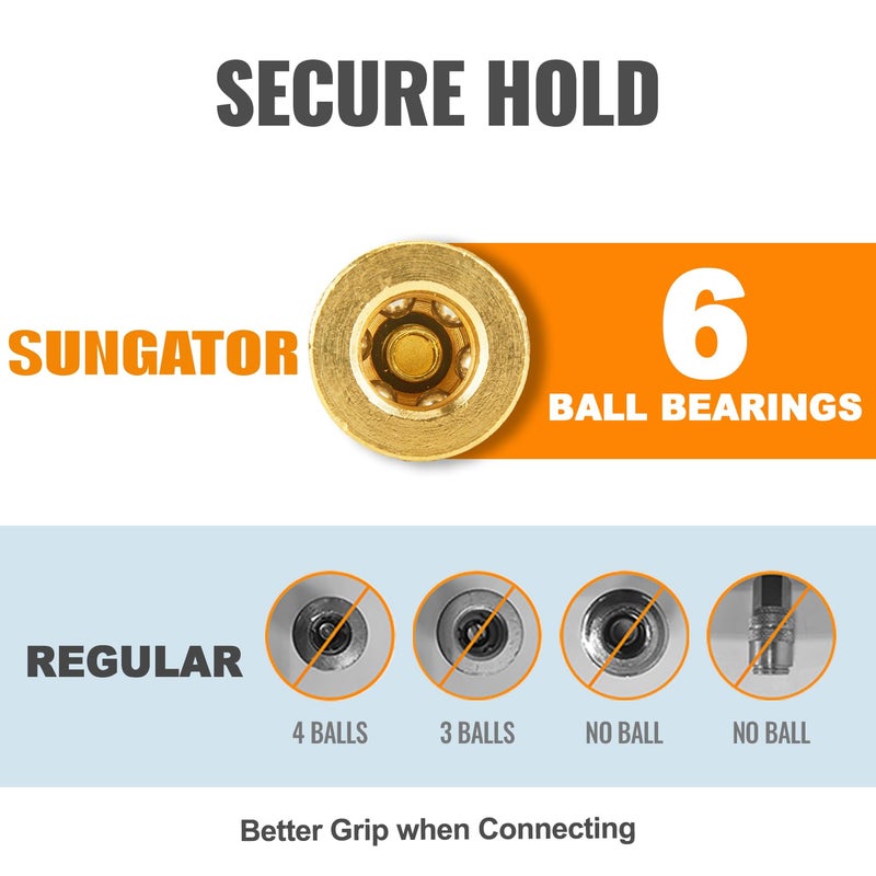 SUNGATOR 1/4'' Air Hose fittings, 10-Pack Brass 1/4 Inch NTP Female Industrial Coupler, 1/4'' Air Line Quick Connect Fittings for Auto Shop, Compressor Hose Repair Kit, 1/4 Inch NTP Coupler - Image 2